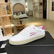 YSL COURT CLASSIC SL/06 EMBROIDERED SNEAKERS IN LEATHER PINK WHITE - 4