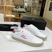 YSL COURT CLASSIC SL/06 EMBROIDERED SNEAKERS IN LEATHER PINK WHITE - 1