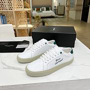 YSL COURT CLASSIC SL/06 EMBROIDERED SNEAKERS IN LEATHER GREEN WHITE - 5