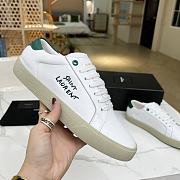 YSL COURT CLASSIC SL/06 EMBROIDERED SNEAKERS IN LEATHER GREEN WHITE - 3