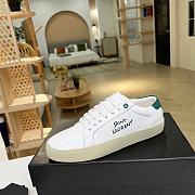 YSL COURT CLASSIC SL/06 EMBROIDERED SNEAKERS IN LEATHER GREEN WHITE - 2