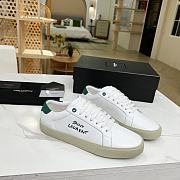 YSL COURT CLASSIC SL/06 EMBROIDERED SNEAKERS IN LEATHER GREEN WHITE - 1