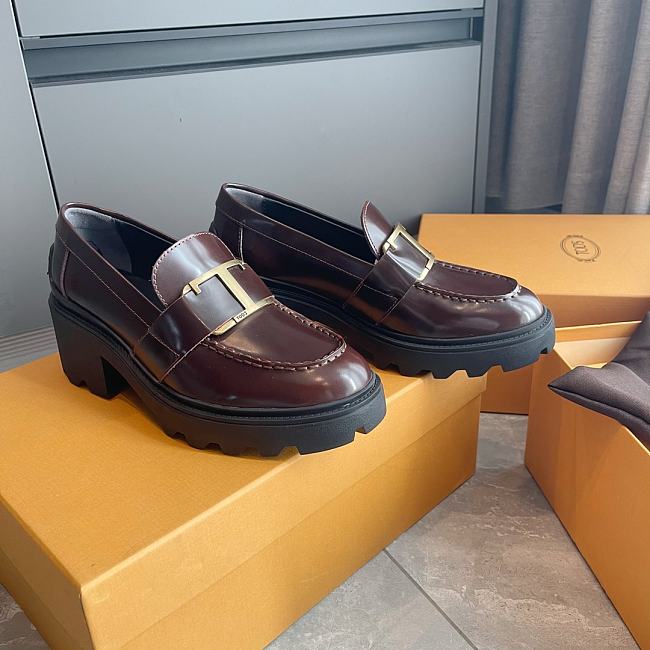 TOD'S LOAFERS LEATHER BURGUNDY  - 1