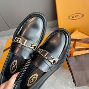 TOD'S LOAFERS LEATHER BLACK GOLDCHAIN - 5