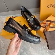 TOD'S LOAFERS LEATHER BLACK GOLDCHAIN - 3