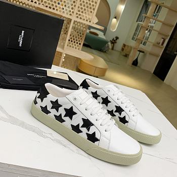 YSL COURT CLASSIC SL/06 EMBROIDERED SNEAKERS IN LEATHER WHITE BLACK