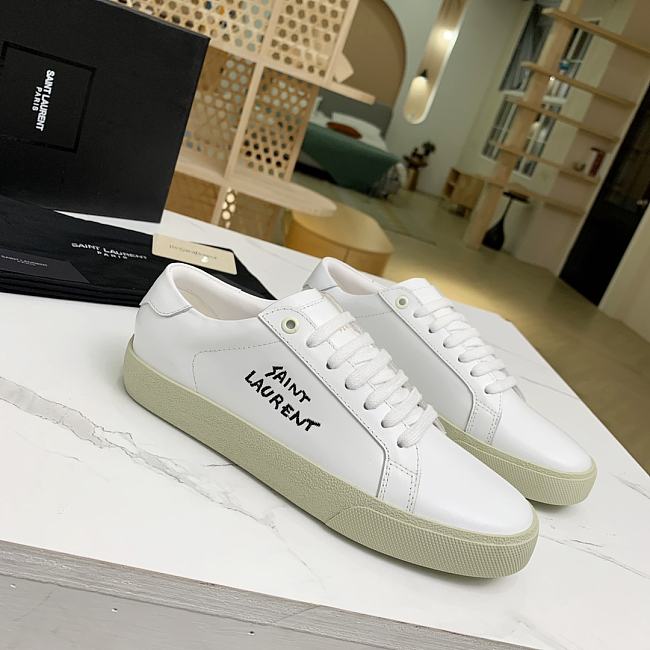 YSL COURT CLASSIC SL/06 EMBROIDERED SNEAKERS IN LEATHER BLACK LOGO - 1