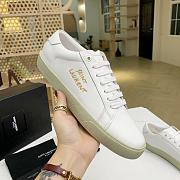 YSL COURT CLASSIC SL/06 EMBROIDERED SNEAKERS IN LEATHER GOLD LOGO - 5