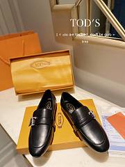 TOD'S LOAFERS LEATHER IN BLACK T LOGO - 1