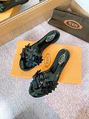 Tod's Flowers Flat Sandals Black - 5