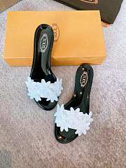 Tod's Flowers Flat Sandals Black White - 3