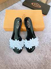 Tod's Flowers Flat Sandals Black White - 1