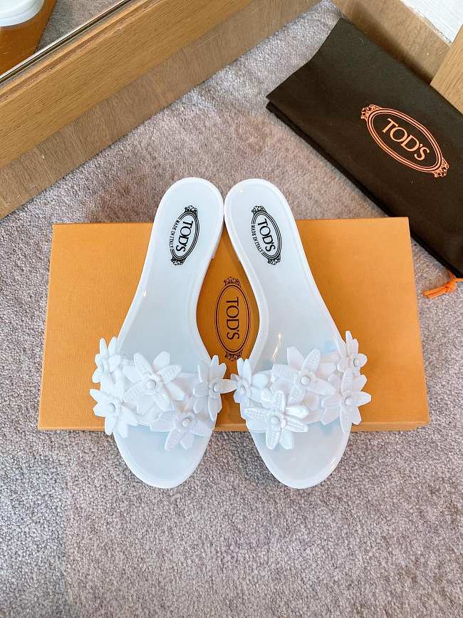 Tod's Flowers Flat Sandals White - 1