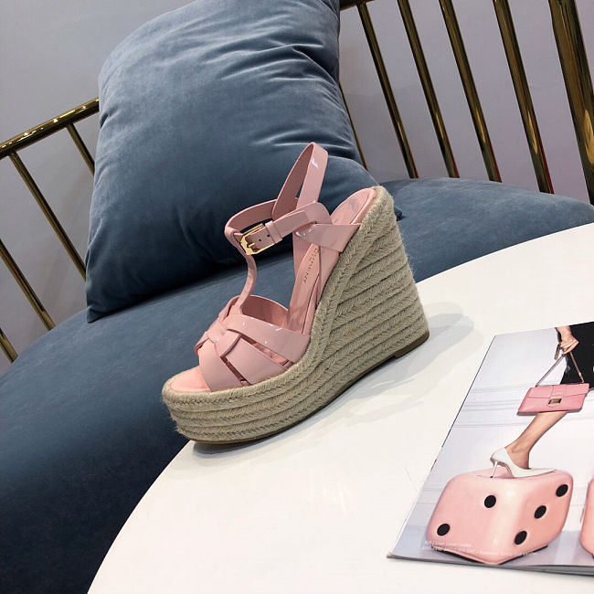 YSL TRIBUTE ESPADRILLES WEDGE PINK - 1