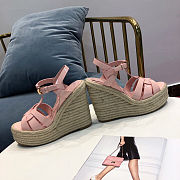 YSL TRIBUTE ESPADRILLES WEDGE PINK - 4