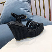 YSL TRIBUTE ESPADRILLES WEDGE FULL BLACK - 1