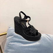 YSL TRIBUTE ESPADRILLES WEDGE FULL BLACK - 5