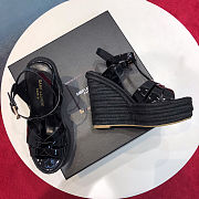 YSL TRIBUTE ESPADRILLES WEDGE FULL BLACK - 3