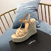 YSL TRIBUTE ESPADRILLES WEDGE BROWN - 1