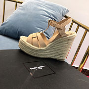 YSL TRIBUTE ESPADRILLES WEDGE BROWN - 6