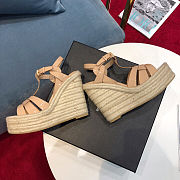 YSL TRIBUTE ESPADRILLES WEDGE BROWN - 2