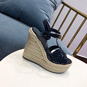 YSL TRIBUTE ESPADRILLES WEDGE  BLACK - 5