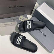 BALENCIAGA Black Logo Pool Slides - 5