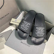 BALENCIAGA Black Word Pool Slides - 1