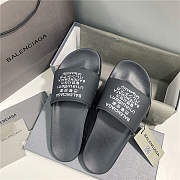 BALENCIAGA Black Word Pool Slides - 2