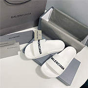 BALENCIAGA Full White Logo Pool Slides - 6