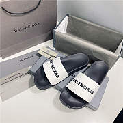 BALENCIAGA White Logo Pool Slides 1 - 1