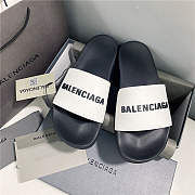 BALENCIAGA White Logo Pool Slides 1 - 5