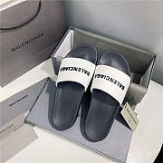 BALENCIAGA White Logo Pool Slides 1 - 3