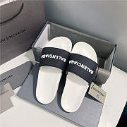 BALENCIAGA White Logo Pool Slides 2 - 4