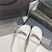 ALENCIAGA White Logo Wavy Pool Slides - 5