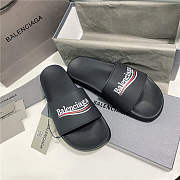 BALENCIAGA Black Logo Wavy Pool Slides - 3