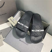 BALENCIAGA Black Logo Pool Slides 1 - 1