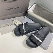 BALENCIAGA Black Logo Pool Slides 1 - 3