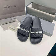 BALENCIAGA Black Logo Pool Slides 1 - 4