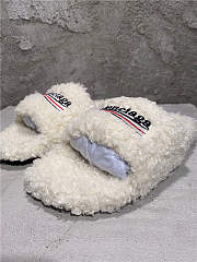 Balenciaga Women's Furry Faux Shearling Slides White - 1