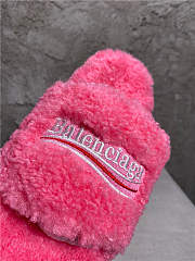 Balenciaga Women's Furry Faux Shearling Slides Pink - 5