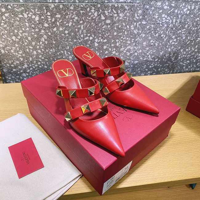 ROMAN STUD MULE IN CALFSKIN ROSSO VALENTINO 65 MM - 1