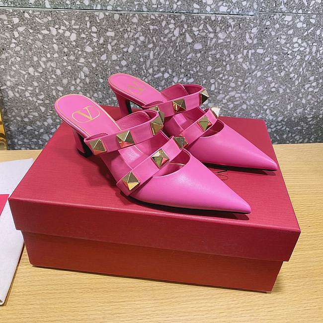 ROMAN STUD MULE IN CALFSKIN PINK 65 MM - 1