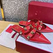 ROMAN STUD FLAT MULE IN CALFSKIN ROSSO VALENTINO - 4