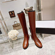 GUCCI Calfskin Buttons Lifford Knee High Boots Brown - 2