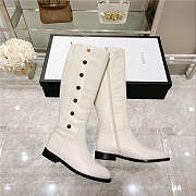 GUCCI Calfskin Buttons Lifford Knee High Boots White - 1