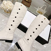 GUCCI Calfskin Buttons Lifford Knee High Boots White - 3