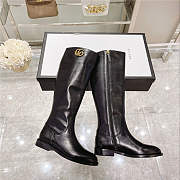 Gucci Black 598170 Double G Leather Knee Boots - 1