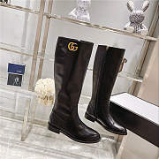 Gucci Black 598170 Double G Leather Knee Boots - 4