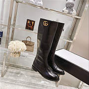 Gucci Black 598170 Double G Leather Knee Boots - 2